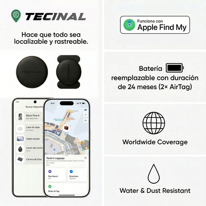 Tecinal™ Localizador GPS Antirrobo para Coche, Moto, Bicicleta, Caravana y Maletas