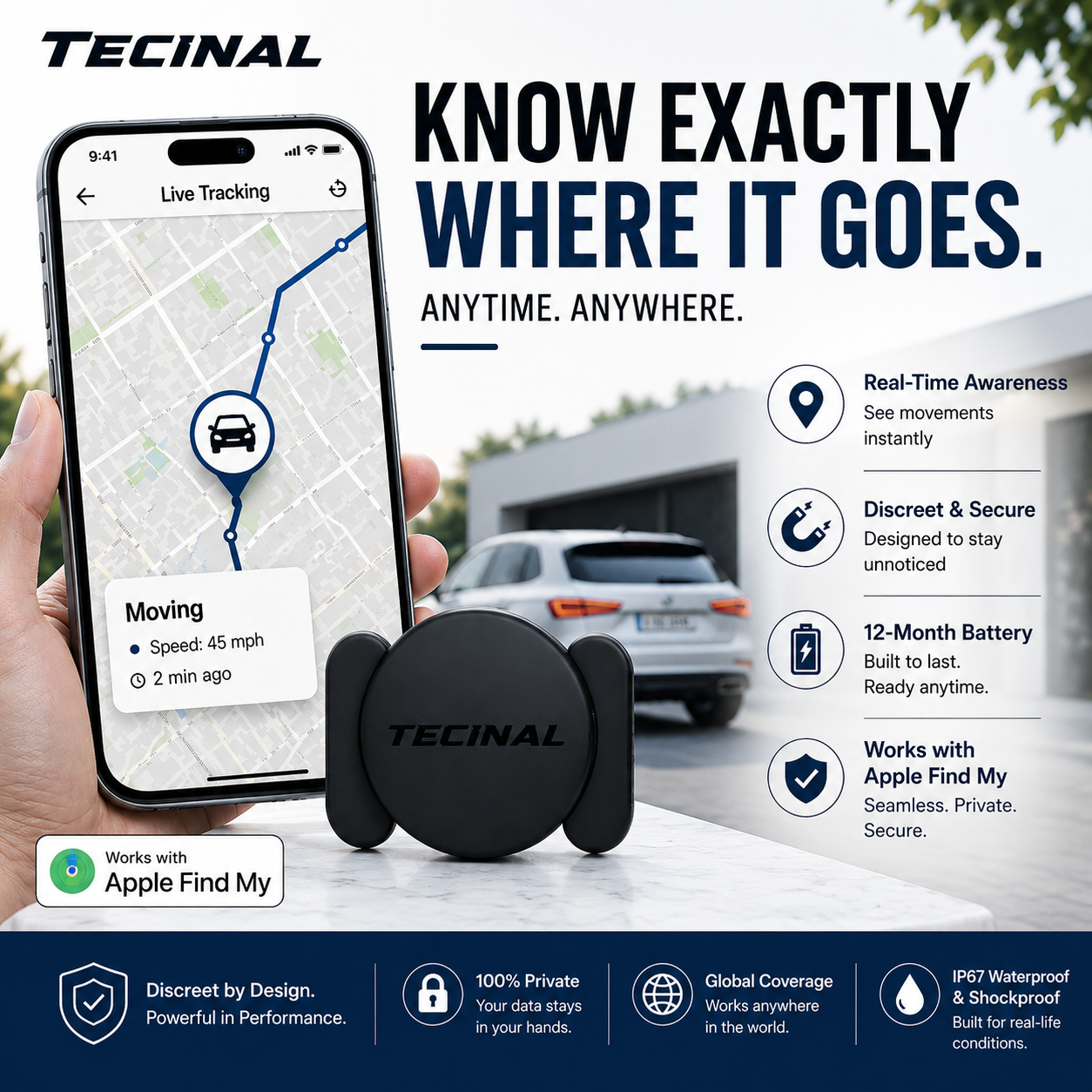 Tecinal™ Magnetic GPS Tracker