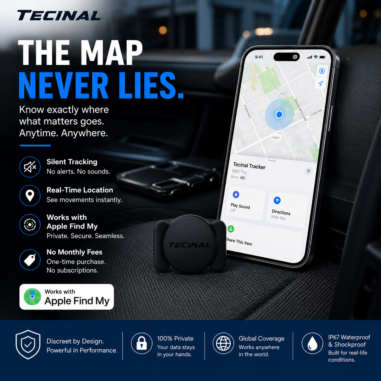 Tecinal™ Magnetic GPS Tracker